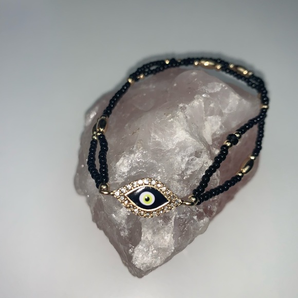 🧿Evil Eye Pave Beaded Stretch Bracelet - Picture 2 of 8